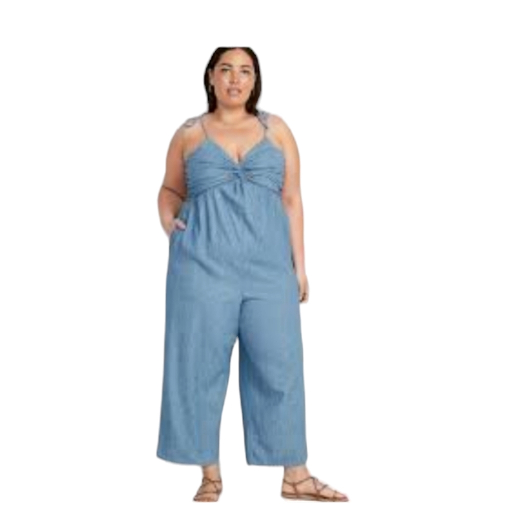 Tie-Strap Twist-Front Jumpsuit for Women 2X
